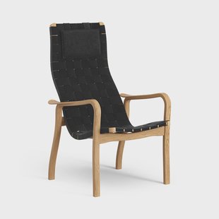 Swedese Primo fauteuil hoog met nekkussen geolied eikenhout zwart