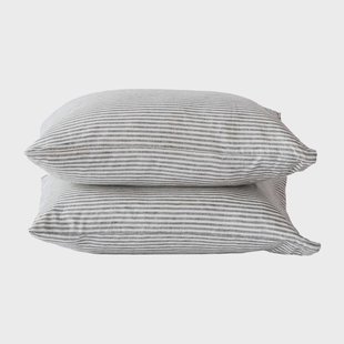 Tell Me More Stonewashed linnen kussensloop 50x60 cm 2-pack Grey-white