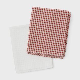 Audo Copenhagen Troides keukenhanddoek 40x67 cm 2-pack Burnt sienna-white