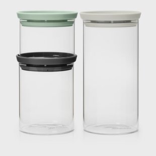 Brabantia Brabantia voorraadbussen glas 3-pack Zwart-grijs-groen