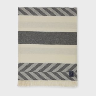 Lexington Herringbone Striped Recycled Wool plaid 130x170 cm Gray-off white