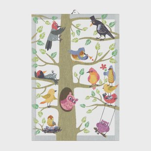 Ekelund Linneväveri Vårfåglar keukenhanddoek 35x50 cm