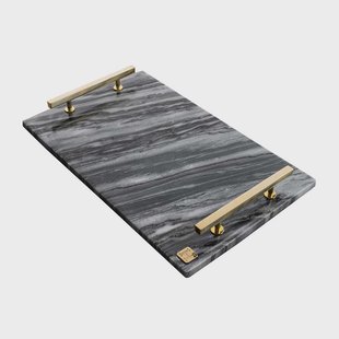 Hilke Collection Hilke Collection dienblad 40,5x25,5 cm Grijs marmer-massief messing