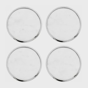 Hilke Collection Hilke Collection glasonderzetters 4-pack Wit marmer-vernikkeld messing