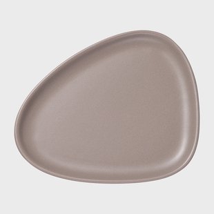 LIND DNA Curve Stoneware bordje 19x22 cm Warm grey