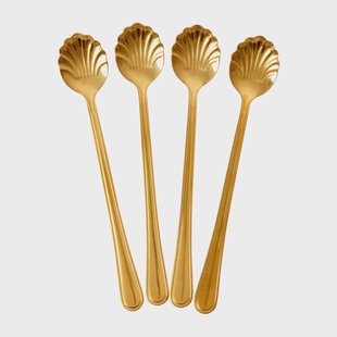 RICE Rice Seashell lattelepel 19 cm 4-pack Gold