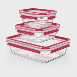 Tefal MasterSeal Glas lunchtrommel 3-pack Rood