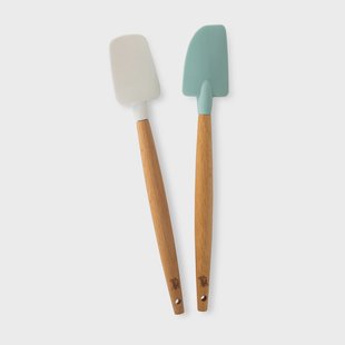 Nordic Ware Nordic Ware minipannenlikker beukenhout 2-pack Wit,blauw
