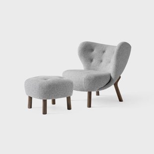 &Tradition Little Petra VB1 fauteuil incl. poef ATD1 Geolied walnoothout-Hallingdal