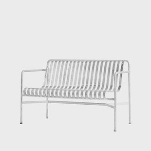 HAY Palissade Dining bank met armleuningen Hot galvanized