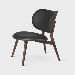 Mater The Lounge Chair loungestoel leer black, sirka grey onderstel
