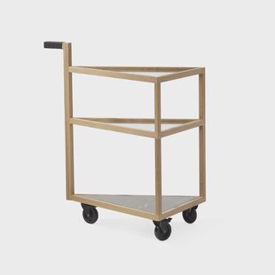 A2 Move serveertrolley eikenhout witgeolied, big, marmer marquina, glas