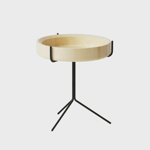 Swedese Drum tafel naturellak-h.46cm-zwart onderstel