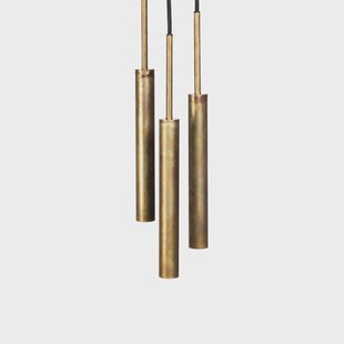 Konsthantverk Stav pendel 3 ronde plafondplaat Ruw messing