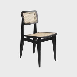 GUBI C-Chair stoel black stained oak, rotan