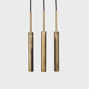 Konsthantverk Stav hanglamp 3 langwerpige plafondplaat Ruw messing