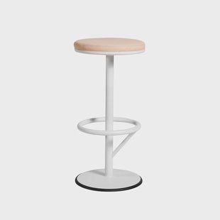 SMD Design Orbit barkruk laag witte lak mat, lichtbruin leer