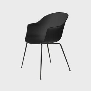 GUBI Bat Stoel black, zwart stalen onderstel