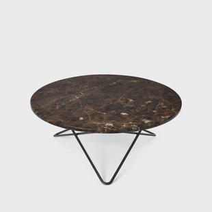 OX Denmarq O Table salontafel bruin marmer, zwartgelakt onderstel