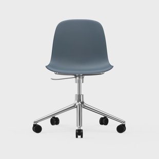 Normann Copenhagen Form chair draaistoel, 5 W bureaustoel blauw, aluminium wielen