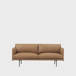 Muuto Outline bank 2-zits Refine leather cognac-Black Muuto Outline bank 2-zits Refine leather cognac-Black