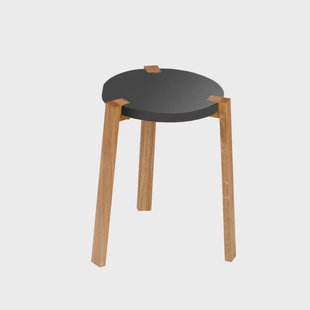 A2 Happy Kruk grijs, eikenhouten poten