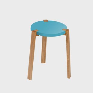 A2 Happy Kruk turquoise, eikenhouten poten