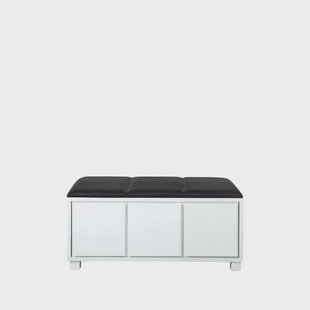 Scherlin Bankje 6 leer zwart, wit frame