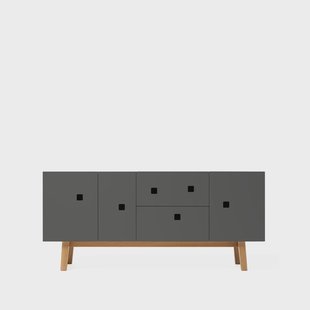 Zweed Peep M2 tv-meubel slate grey, retro, eikenhouten onderstel