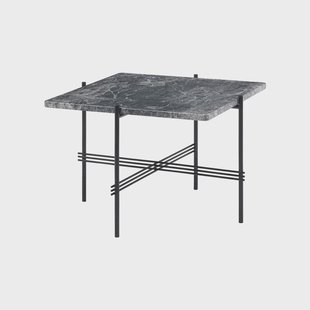 GUBI TS Square salontafel grey emperador marble, 55x55 cm, zwart onderstel