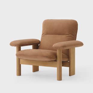 Audo Copenhagen Brasilia fauteuil Oiled oak-Dunes camel leather 21004