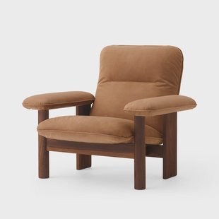 Audo Copenhagen Brasilia fauteuil Walnut-Dunes camel leather 21004