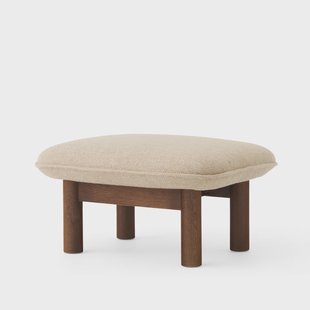 Audo Copenhagen Brasilia voetenbankje Bouclé 02 beige-donkergebeitst eikenhout