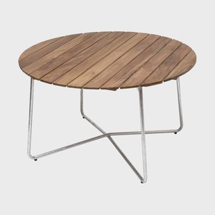 Grythyttan Stålmöbler 9A eettafel Teak-verzinkt frame Ø120 cm