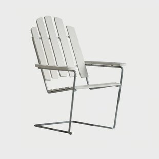 Grythyttan Stålmöbler A3 zonnestoel Wit gelakte eiken - verzinkt