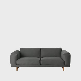 Muuto Rest bank 2-zits-remix 163 grey-eikenhouten poten Muuto Rest bank 2-zits-remix 163 grey-eikenhouten poten