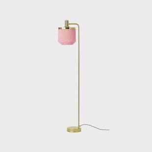 Warm Nordic Fringe vloerlamp pale pink, met messing geplateerd staal