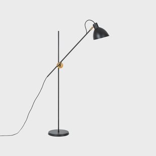Konsthantverk KH1 vloerlamp zwart mat, ruw messing Konsthantverk KH1 vloerlamp zwart mat, ruw messing