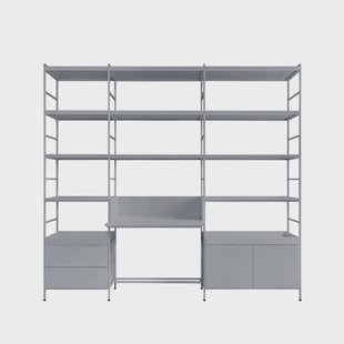 Zweed Molto Hoog wandsysteem grijs, 3 delen met werkblad