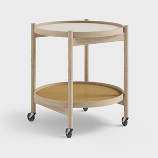 Brdr. Krüger Bølling Tray Table model 50 roltafel sunny, onbehandeld eikenhouten onderstel