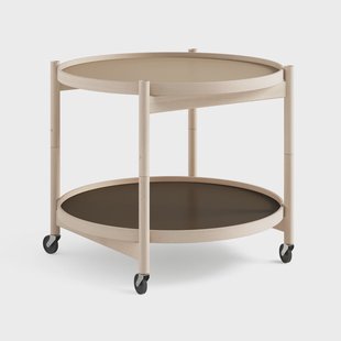 Brdr. Krüger Bølling Tray Table model 60 roltafel earth, onbehandeld beukenhouten onderstel