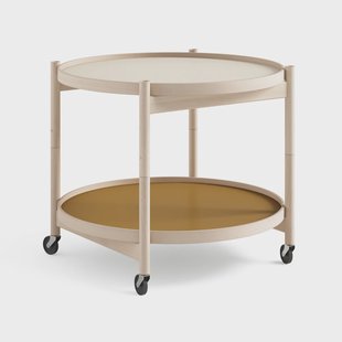 Brdr. Krüger Bølling Tray Table model 60 roltafel sunny, onbehandeld beukenhouten onderstel