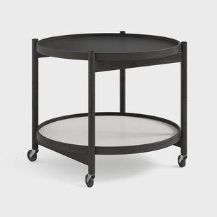 Brdr. Krüger Bølling Tray Table model 60 roltafel base, zwartgelakt eikenhouten onderstel