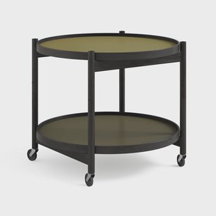Brdr. Krüger Bølling Tray Table model 60 roltafel leaf, zwartgelakt eikenhouten onderstel