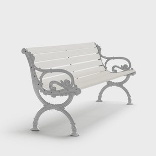 Byarums bruk Byarum bank Wit gelakt sparrenhout, ruw aluminium frame, 155 cm