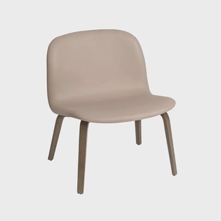 Muuto Visu loungefauteuil bekleed stoel Refine leather beige-Brown oak
