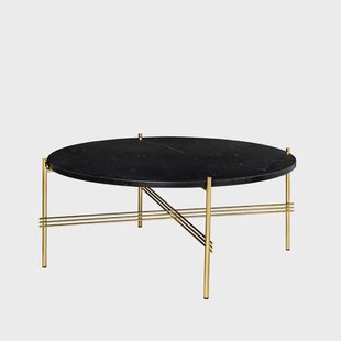 GUBI TS Round Salontafel black marquina marble, ø80, messing onderstel