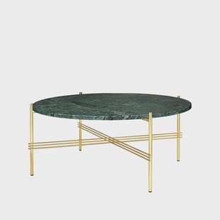 GUBI TS Round Salontafel green guatemala marble, ø80, messing onderstel