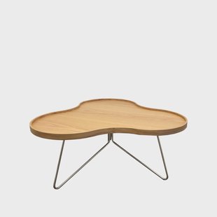 Swedese Flower mono tafel 107 x 114cm eikenhout natuur, 45cm, chromen onderstel