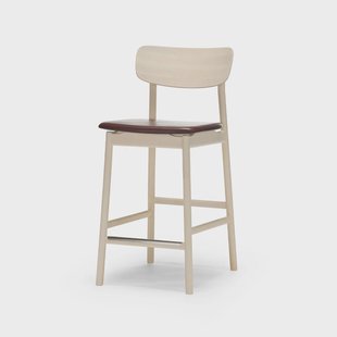 Stolab Prima Vista barkruk leer elmo donkerbruin-licht matgelakt berkenhouten onderstel